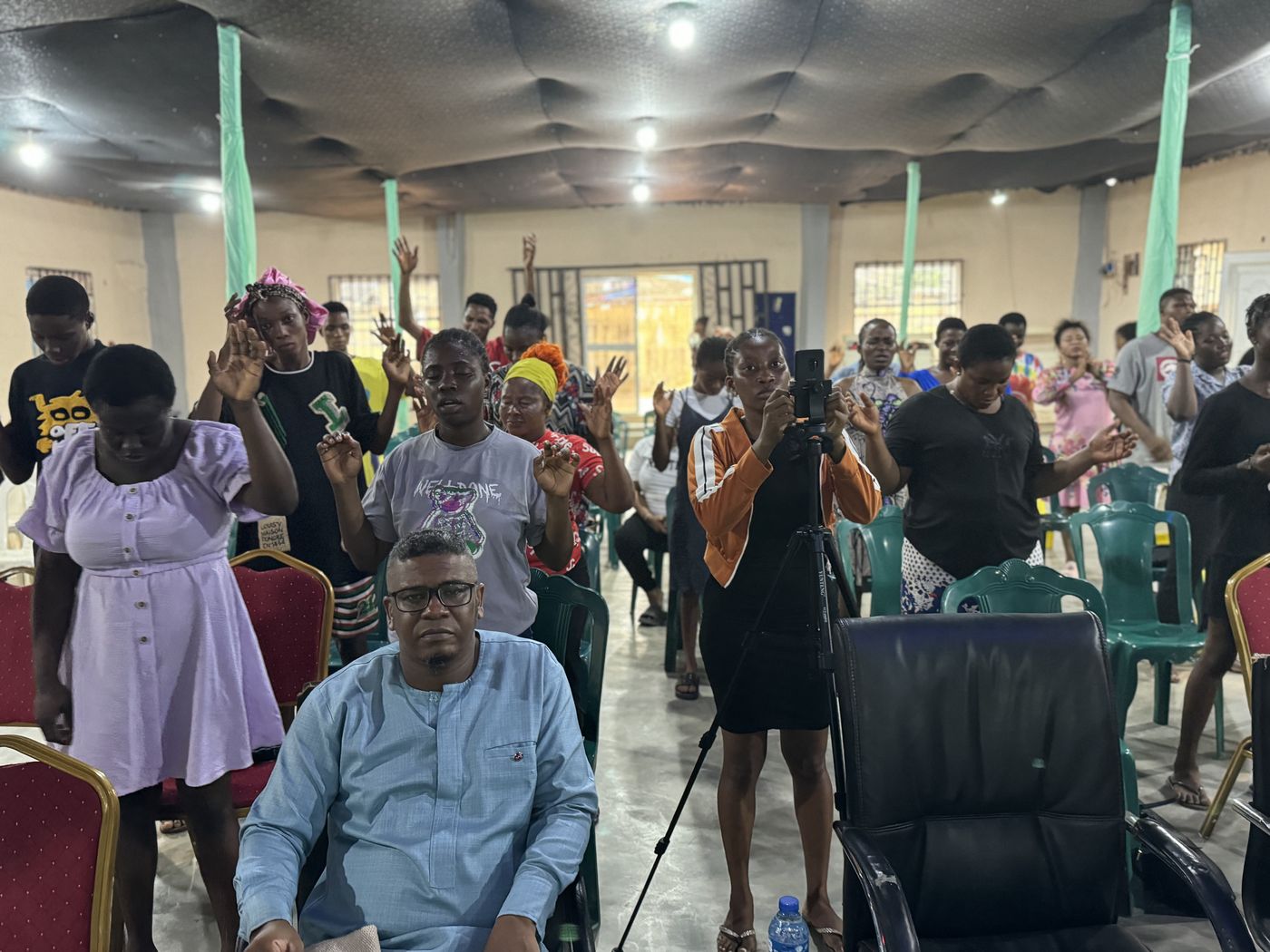 A community gathered during an outreach